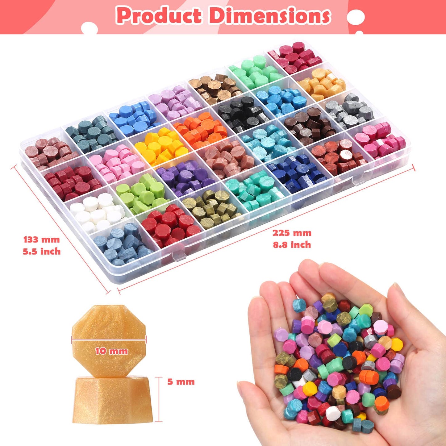 728pc Sealing Wax Beads - 28 Color Pellets for Letter Stamp Sealing & DIY Craft