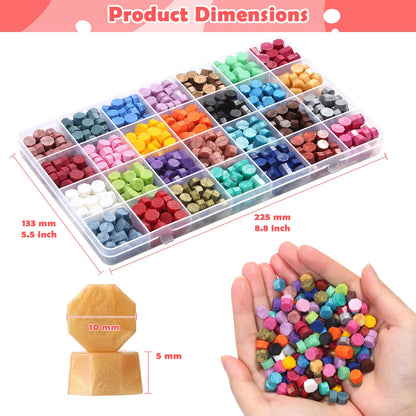 728pc Sealing Wax Beads - 28 Color Pellets for Letter Stamp Sealing & DIY Craft