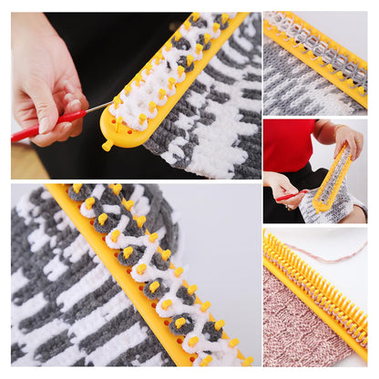 cureder Knitting Loom Long Knitting Loom Kit- Set of 4 Plastic Looms Knitting with 2 Knitting Yarn Loom Needle and 2 Plastic Loom Pick, Fit Craft Kit Tool for Giveaways Souvenirs, Gifts