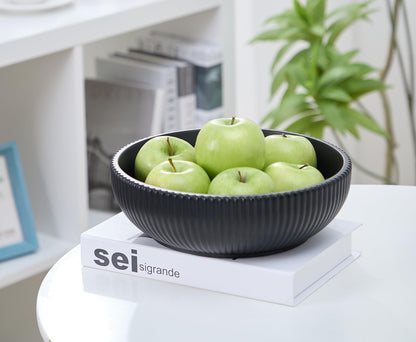 Aotea Crafts - Concrete Black Fruit Bowl for Kitchen Counter - Decorative Modern Industrial, Minimalist Fruit & Centerpiece Bowl - Sealed & Durable - Handcrafted -10 inch