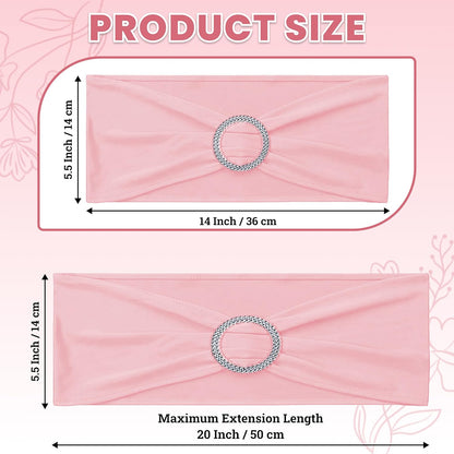 MDS Premium Spandex Chair Sashes - Universal Fit Stretch Covers with Buckle Slider | Pack of 100 - Dusty Rose