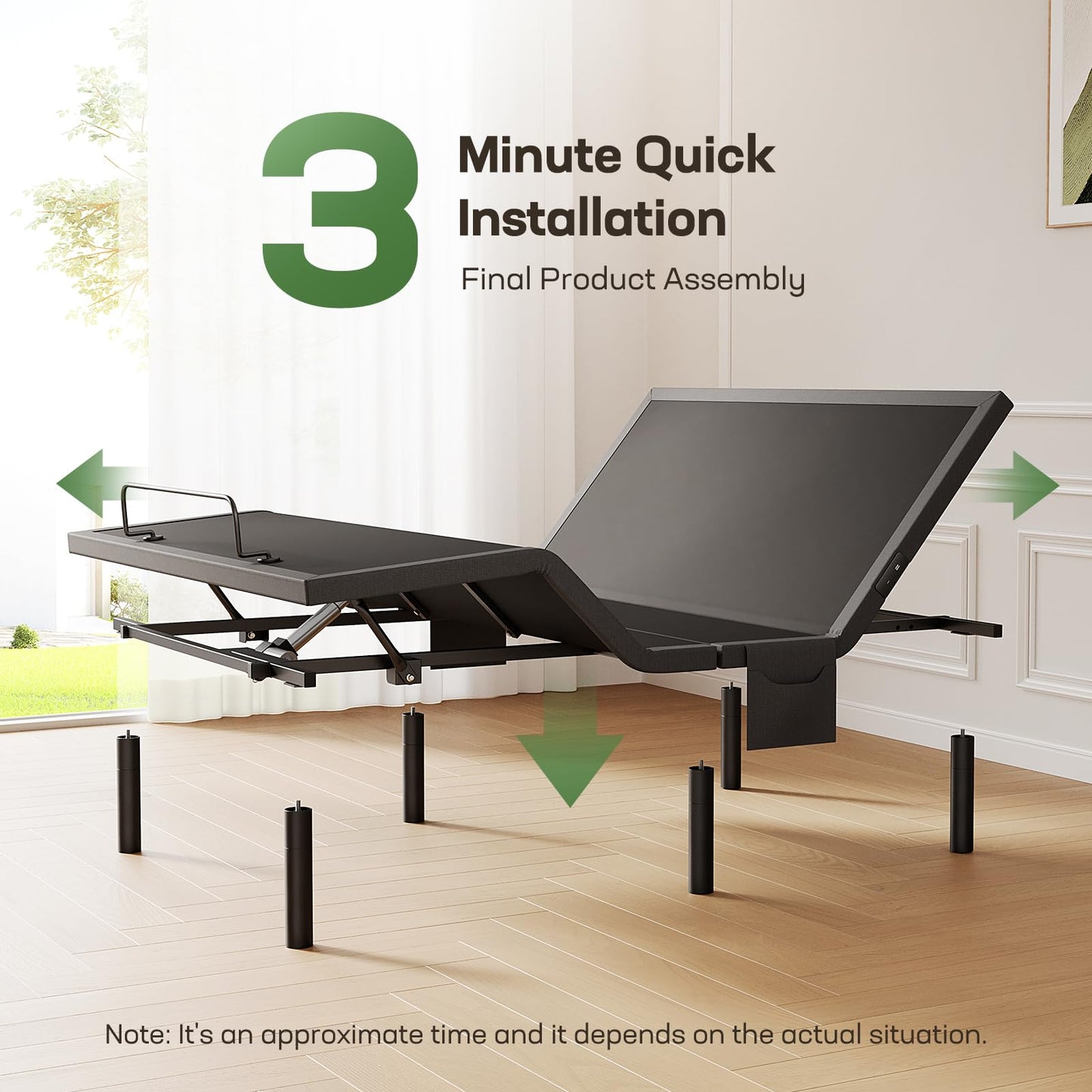 Marsail Full Adjustable Bed Base Frame, 4 Ports USB A&C Adjustable Bed Base with Under-Bed Nightlight, 3 Minutes Fast Assembly, Wireless Remote Control Adjustable Bed with 4 Height Options