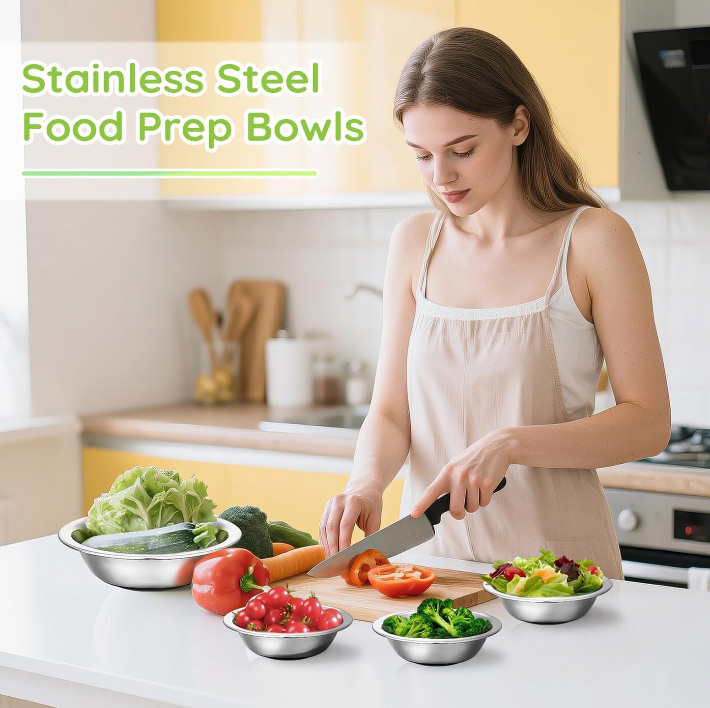 Offiper 304(18/8) Stainless Steel Mixing Bowls for Kitchen, 4 Pack 6.3" 13.67 fl.oz Metal Mixing Bowls Set Stackable for Baking Serving Cooking Food Prep Storage Dishwasher Safe Lightweight
