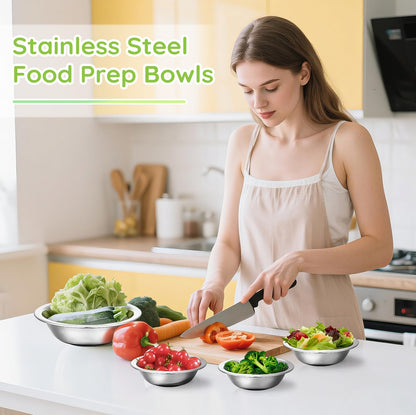 Offiper 304(18/8) Stainless Steel Mixing Bowls for Kitchen, 4 Pack 6.3" 13.67 fl.oz Metal Mixing Bowls Set Stackable for Baking Serving Cooking Food Prep Storage Dishwasher Safe Lightweight