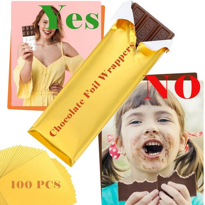 100 Pcs Chocolate Bar Wrappers Gold Foil 7.9in*7.9in Large Candy Bar Wrappers with Thick Paper Packaging