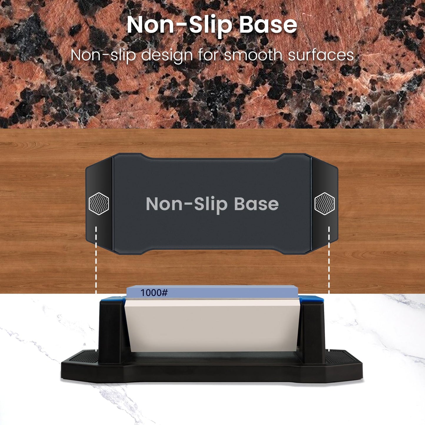 Whetstone Sharpening Stone Kit, Premium 3 Side Grit 400/1000/5000 Knife Sharpener for Sharp Blade, with Non-Slip Base, Angle Guide & Leather Strop