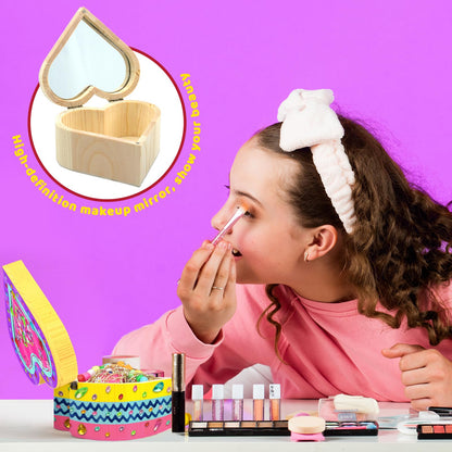 Ambesi Paint Your Own Wooden Jewelry Box, Art Heart Treasure Box Kit for Girls, Decorate Jewelry Box Kit for Kids Ages 4-6, 6-8, DIY Arts and Crafts Gift for Birthday Mother's Day