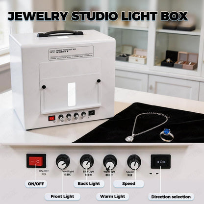 Pro Jewelry Photography Light Box Kit 3000-5500K with Adjustable Turntable, Premium Photo Studio Setup for Stunning Gemstone & Jewelry Images, Customizable Speed & Color Temperature(Tb20)