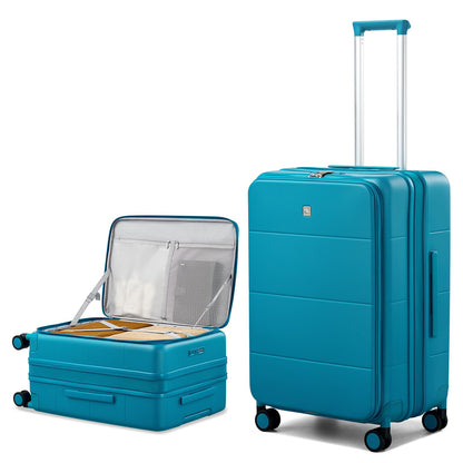 Hanke Hardside Expandable Checked Luggage, 24 Inch Top Opening Trunk Luggages with Spinner Wheels, All-PC Hard Shell Suitcase, Lightweight TSA Checked-Medium(Caribbean Blue, 83L)