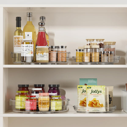 LAMU 3 Pack Lazy Susan Organizer Turntable for Cabinet, Pantry Organizers and Storage, Rotating Condiment Organizer for Kitchen, Table Top, Fridge, Countertop, Spice Organization, 9.25'' 10.6'' 12''