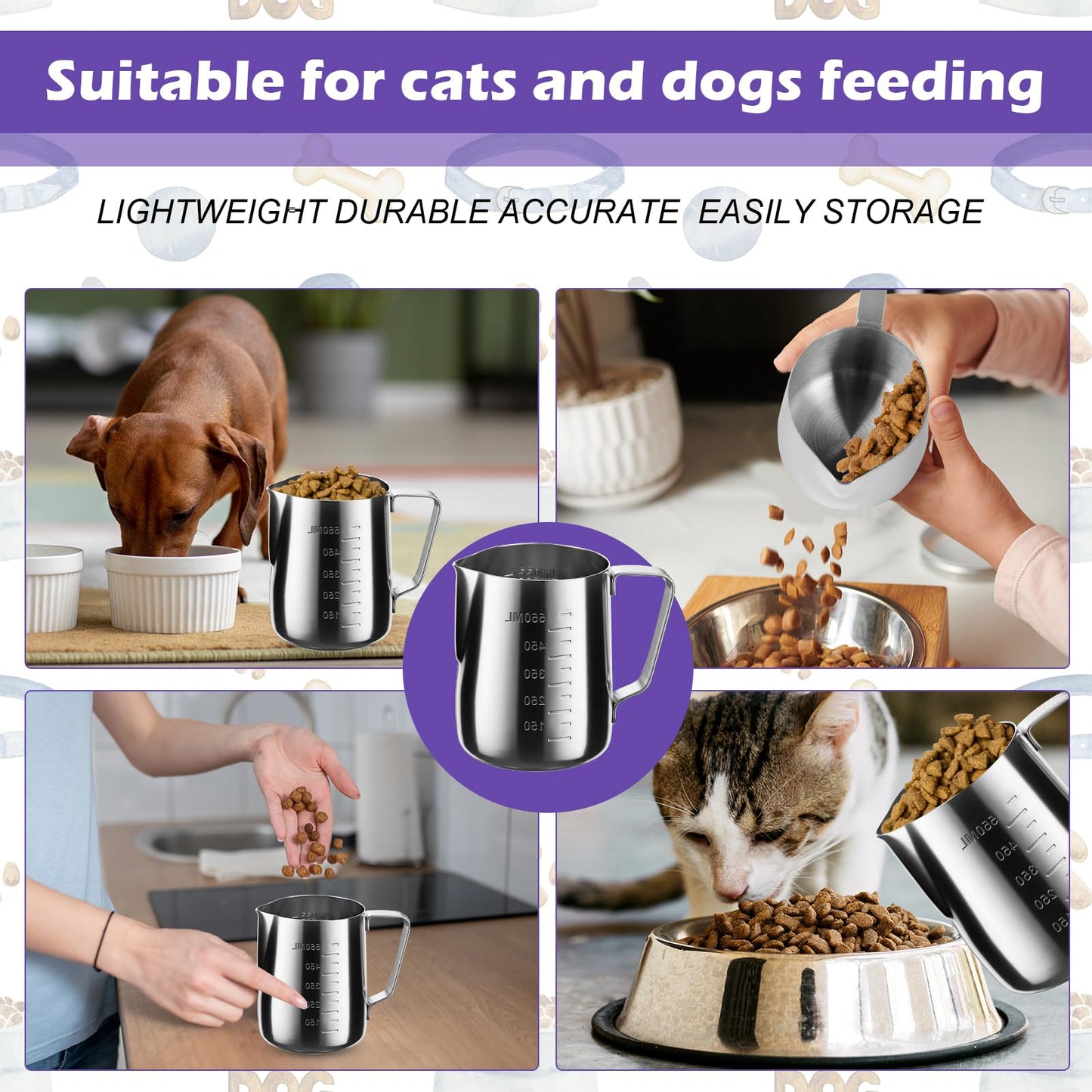 Ashmacdo 2.5 Cup Dog Food Scoop Stainless Steel Dog Food Measuring Cups Pet Food Scoop with Precision Scale Measurements for Dogs,Cats or Bird Foods, Injection Molded and Dishwasher Safe (2.5 CUP)