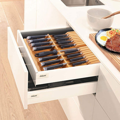 Utoplike In-drawer Knife Block Bamboo Kitchen Knife Drawer Organizer Large, handle Steak knife Holder without Knives, Fit for 16 Knife and 1 Sharpening Steel (Knives & Sharpening Not Included)