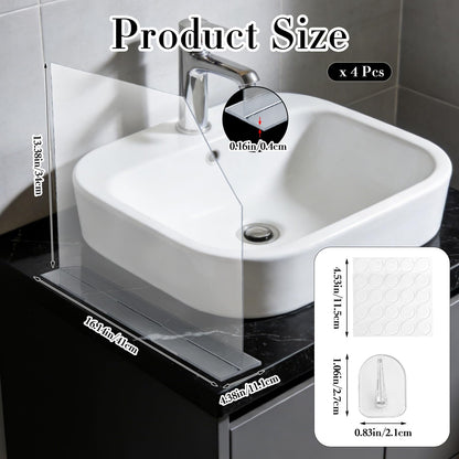 PEDOBALI 4 Pcs Acrylic Sink Splash Guard with Base 16.14 x 13.38 Inch Plate Countertop Partition Transparent Freestanding Panel Barrier for Hospitals Labs Home Kitchen Bathroom