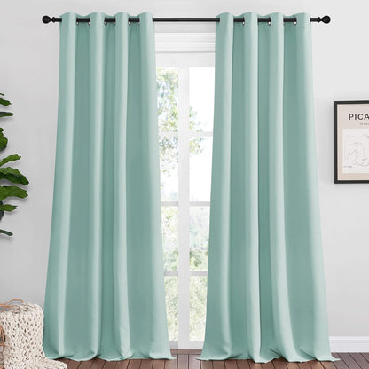 NICETOWN Aqua Blue Blackout Curtains - 102" Long | Sound Reducing & Heat Blocking | 55" Wide, 2 Panels