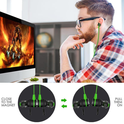 KEKU Wired E-Sport Earphone Noise Cancelling Stereo Bass Gaming Headphone with Mic 3.5mm HiFi Earbuds with Extension Cable and PC Adapter for PC, Laptop and Cellphones (Green)