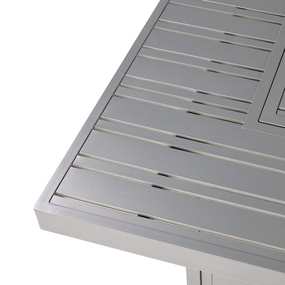 Oakland Living Square 42 in. x 42 in. Aluminum Propane Fire Pit Table with Glass Beads, Two Covers, Lid, 57,000 BTUs in Grey Finish
