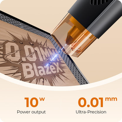 BlazeX M3 10W Laser Engraver Machine, 0.01mm Ultra-precision Laser Cutter and Engraver Machine for Wood Metal Glass Leather, Beginner-Friendly, with Enclosure Honeycomb Engraving Materials, Class 1