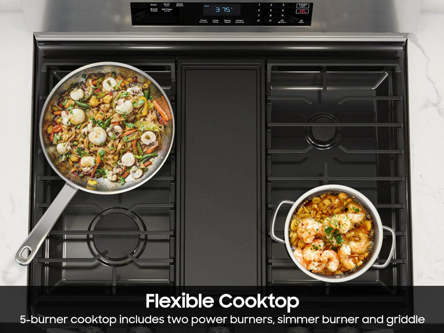 Samsung 6.0 Cu. Ft. Smart Freestanding Gas Range with 18K BTU Dual Ring Power Burner and Self Clean, Stainless Steel, NX60A6311SS/AA