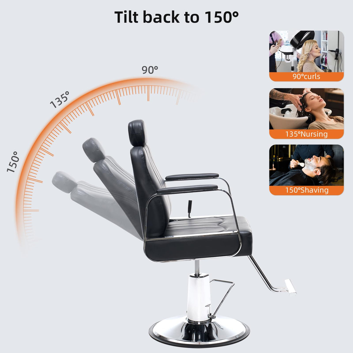 Zevemomo Barber Salon Chair for Hair Stylist, Reclining Backrest Adjustable Headrest & Seat Height, Heavy Duty Hydraulic Pump with 360° Swivel for Barbershop, Home 400LBS Capacity, Black