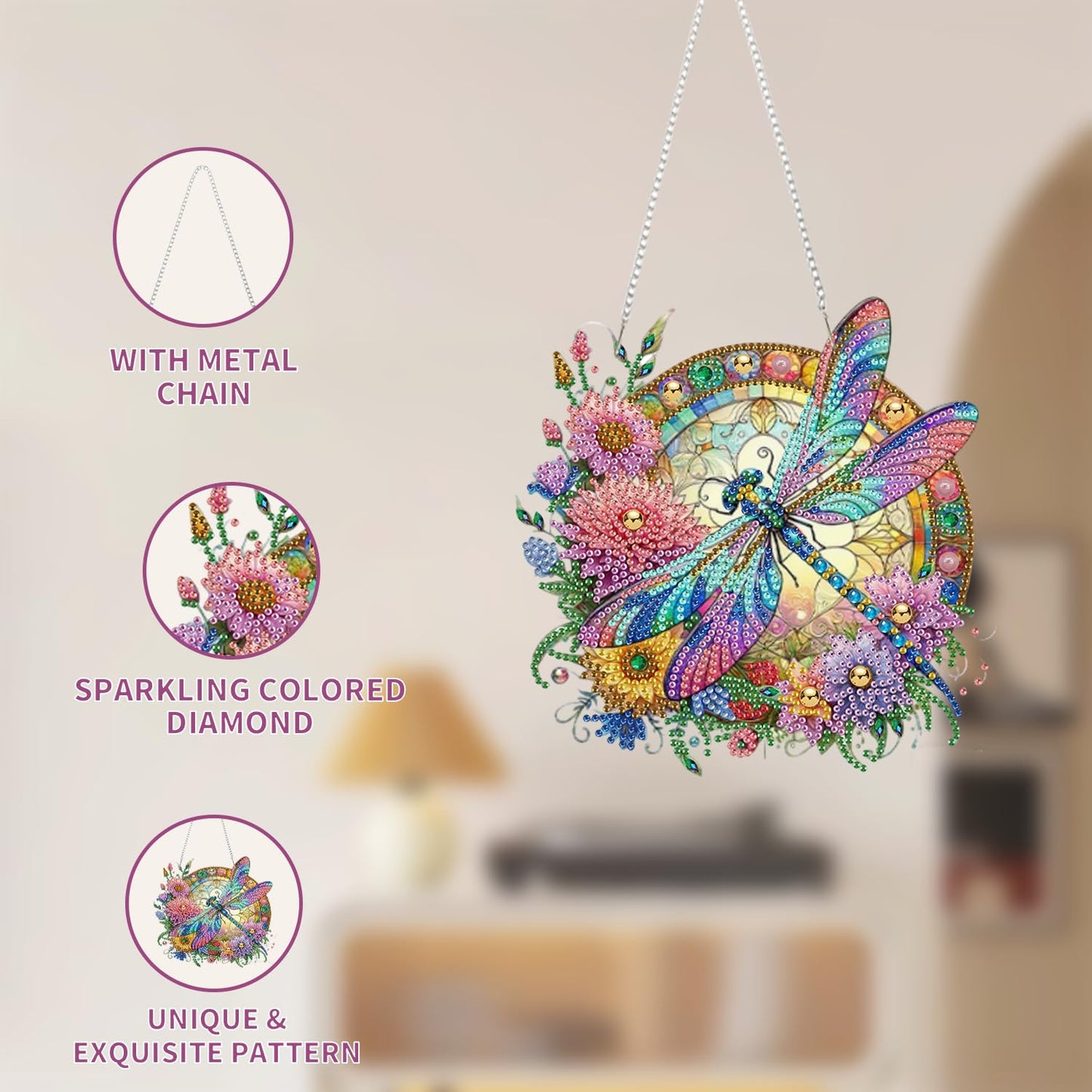 AIBOERL Diamond Art Hanging Kit for Adult,Special Shaped Rhinestone,Double Sided 5D DIY Acrylic Diamond Art Painting Window Pendants Home Garden Wall Hanging Kits Hanging Ornament (2 Pack Bird)