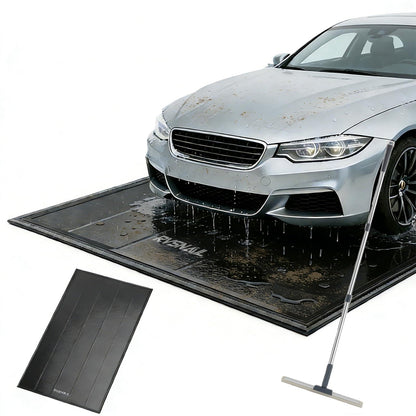 RVSNAIL Garage Floor Mat, 8'6''x20' Heavy Duty 1.2inch Thick Containment Mats, Waterproof PVC Matwith High Elastic Sponge Column, Non-Slip Surface, Parking Mat with a Squeegee