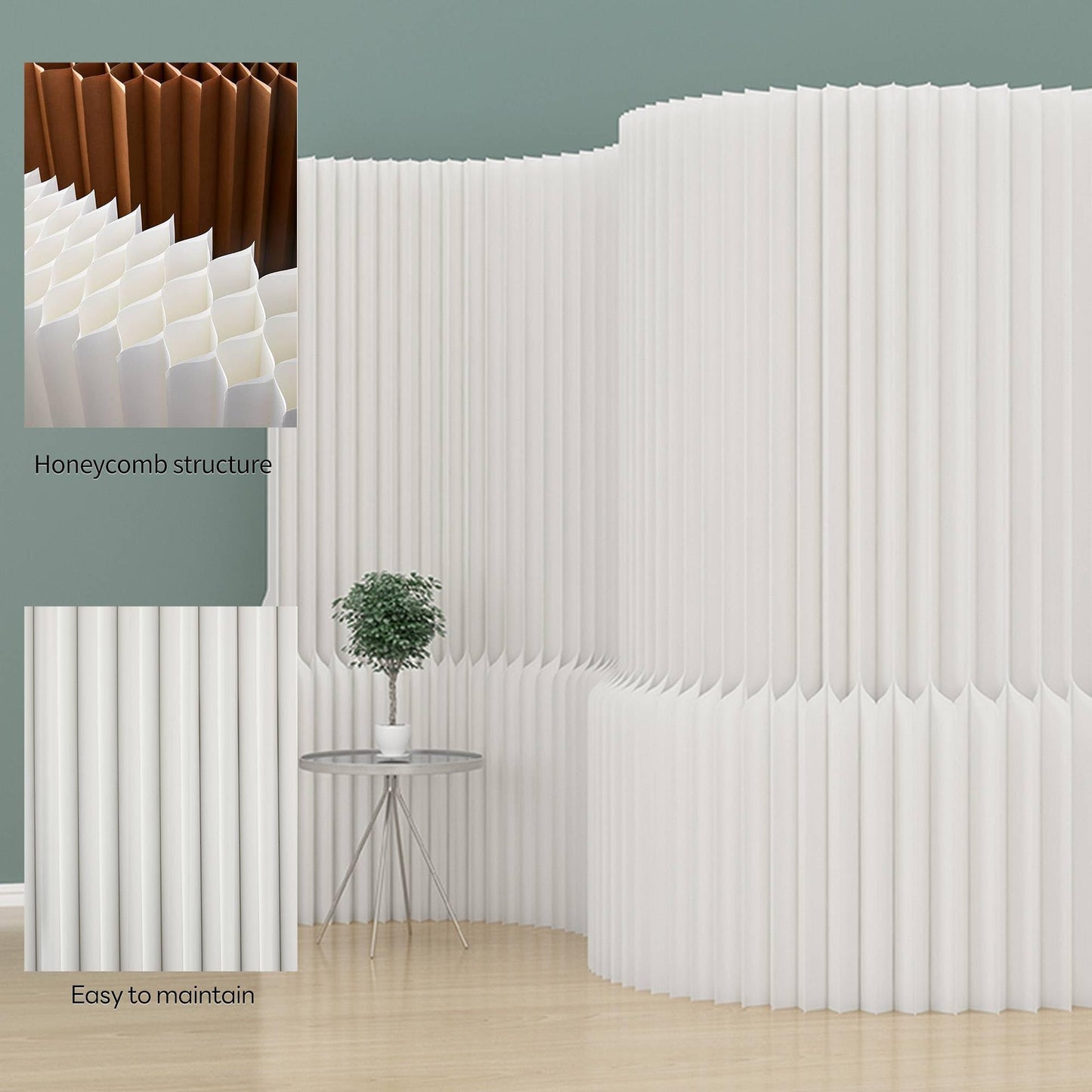 Foldable Paper Room Divider - Portable Privacy Screen for Home Office & Living Room, Freestanding Folding Partition Wall, Easy Setup Room Separation Divider (H78.7in*L157.5in)