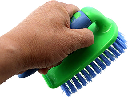Dependable Industries Inc. Essentials Scrub Brush, Heavy Duty Rubber Grip for Bathroom and Carpet Cleaning, 2 Pack