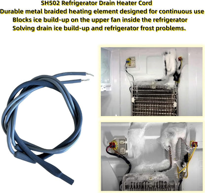 2023 Upgraded SH502 Drain and Door Heater Wire, 32 Inches Long for French Door Refrigerator