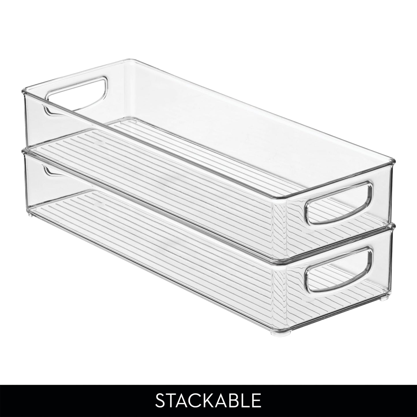 iDesign Slim Extra Long Clear Storage Bin, Narrow Stackable Organizer for Kitchen or Pantry