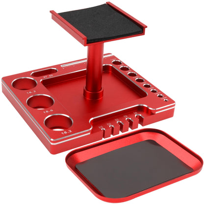 Vgoohobby RC Car Work Stand 360 Degree Rotation Repair Workstation Stand Kit Compatible with Traxxas TRX4M Axial SCX24 FMS FCX24 Wltoys 1/18 1/24 Scale RC Car (Red)