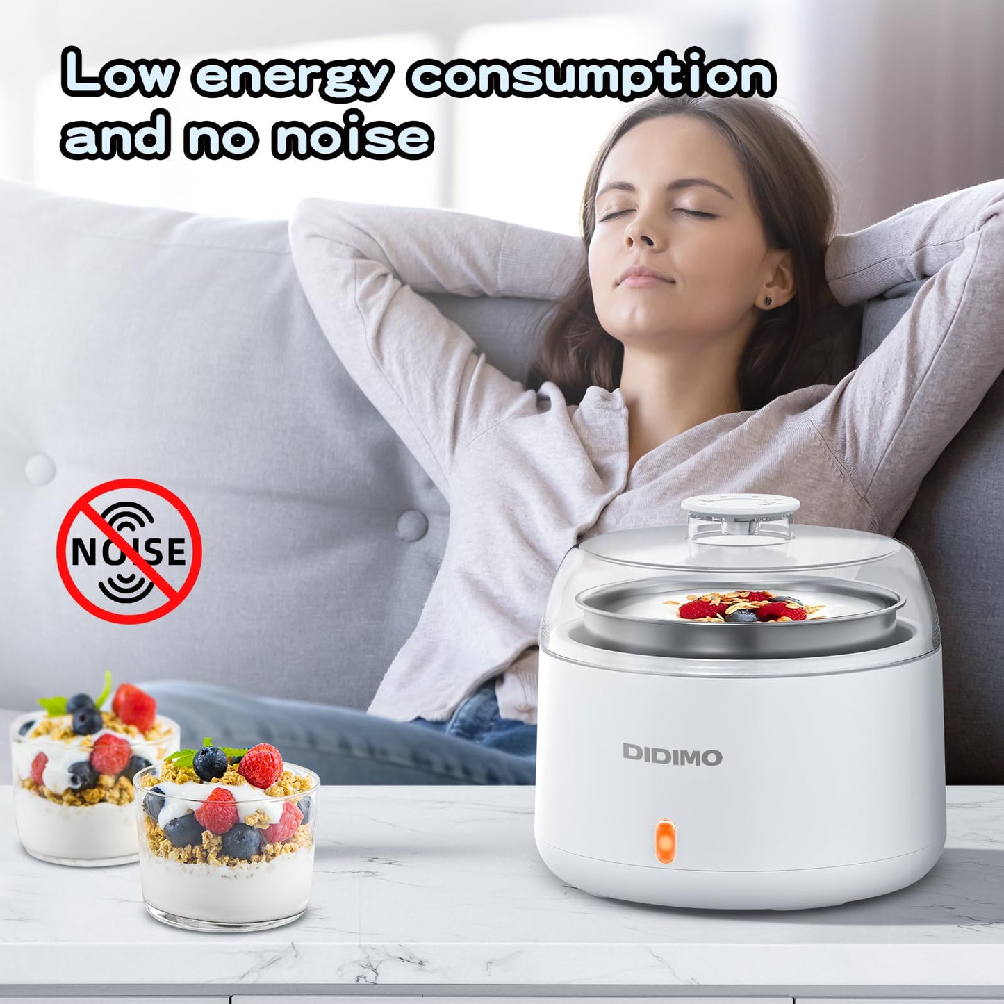 DiDimo 1.37QT Yogurt Maker Machine with Stainless Steel Bowl, Automatic Electric Greek Yogurt Maker, Probiotic Maker for Natto & Rice Wine