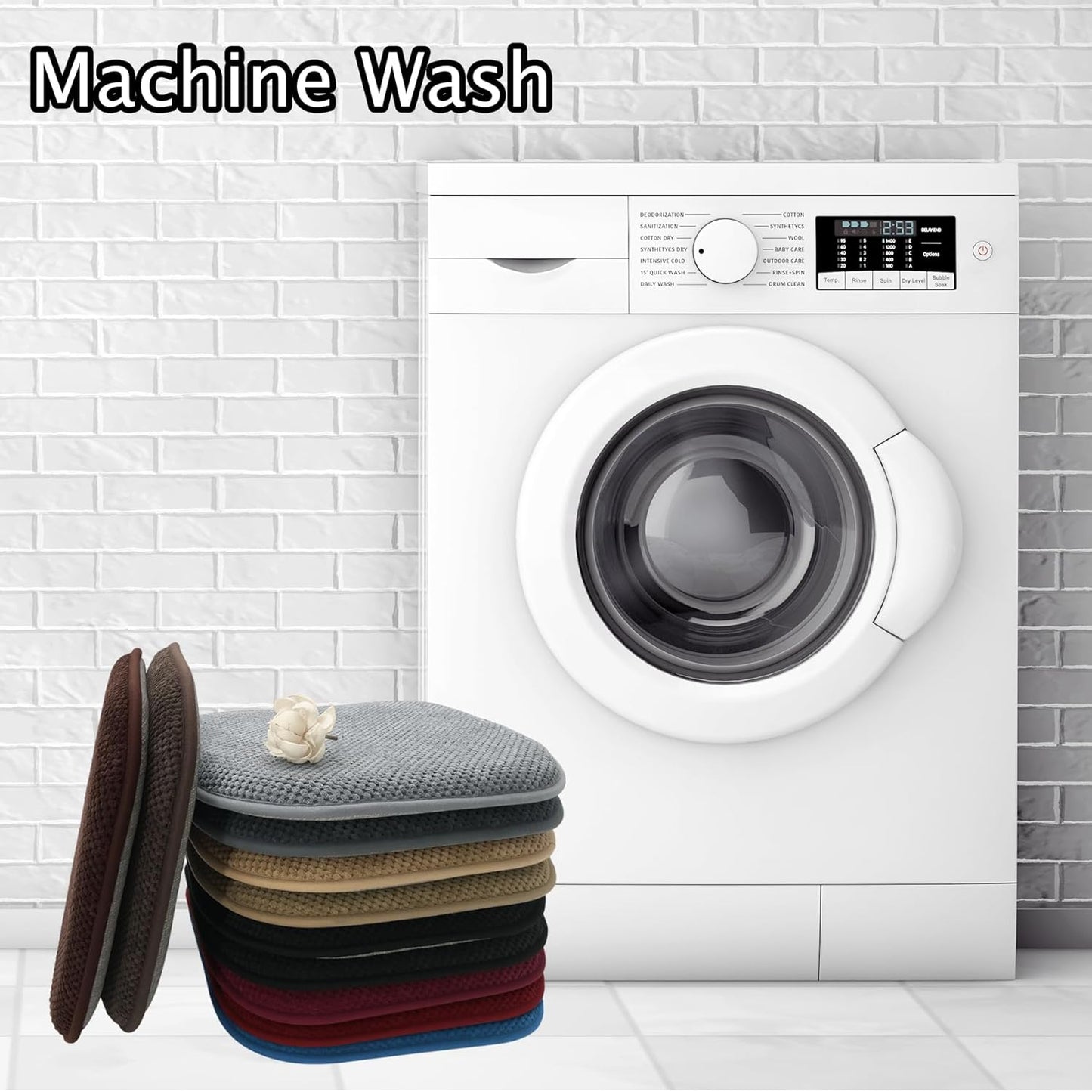 Blue Foam Seat Cushions for Kitchen Chairs, Non Slip Office Seat Cushions, Washable U Shaped Soft Thick Large Chair