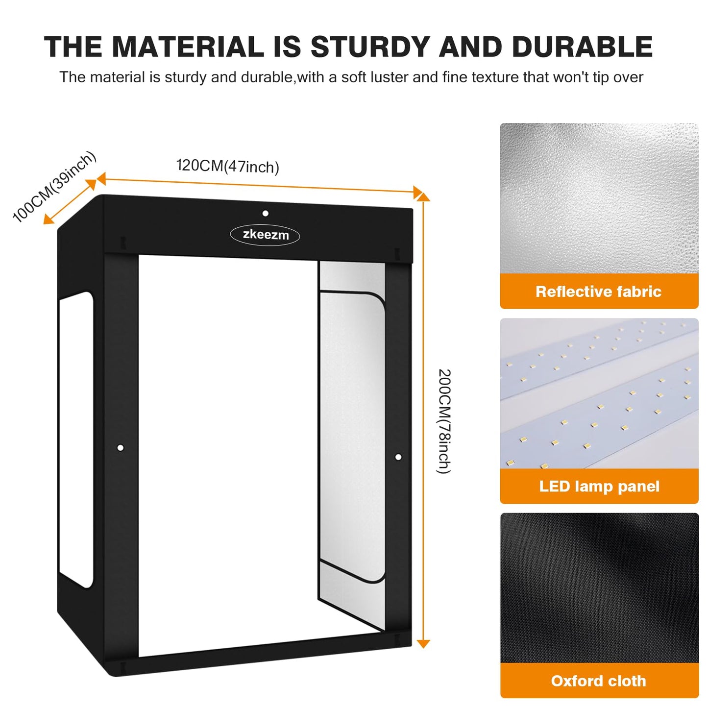 Professional Photography Studio LED Dimmable Large Shooting Tent 47x39x78 ZKEEZM Large Lightbox Photo Video Continuous Lighting Cube Shooting Tent Kit Soft Box with 3Colours Backdrops and Carrying Bag