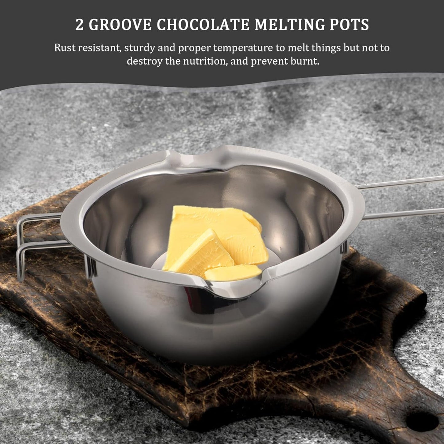 Hemoton Stainless Steel Double Boiler Pot, Melting Pot for Chocolate, Baking Pan for Butter, Candy, Cheese, Candle Soap