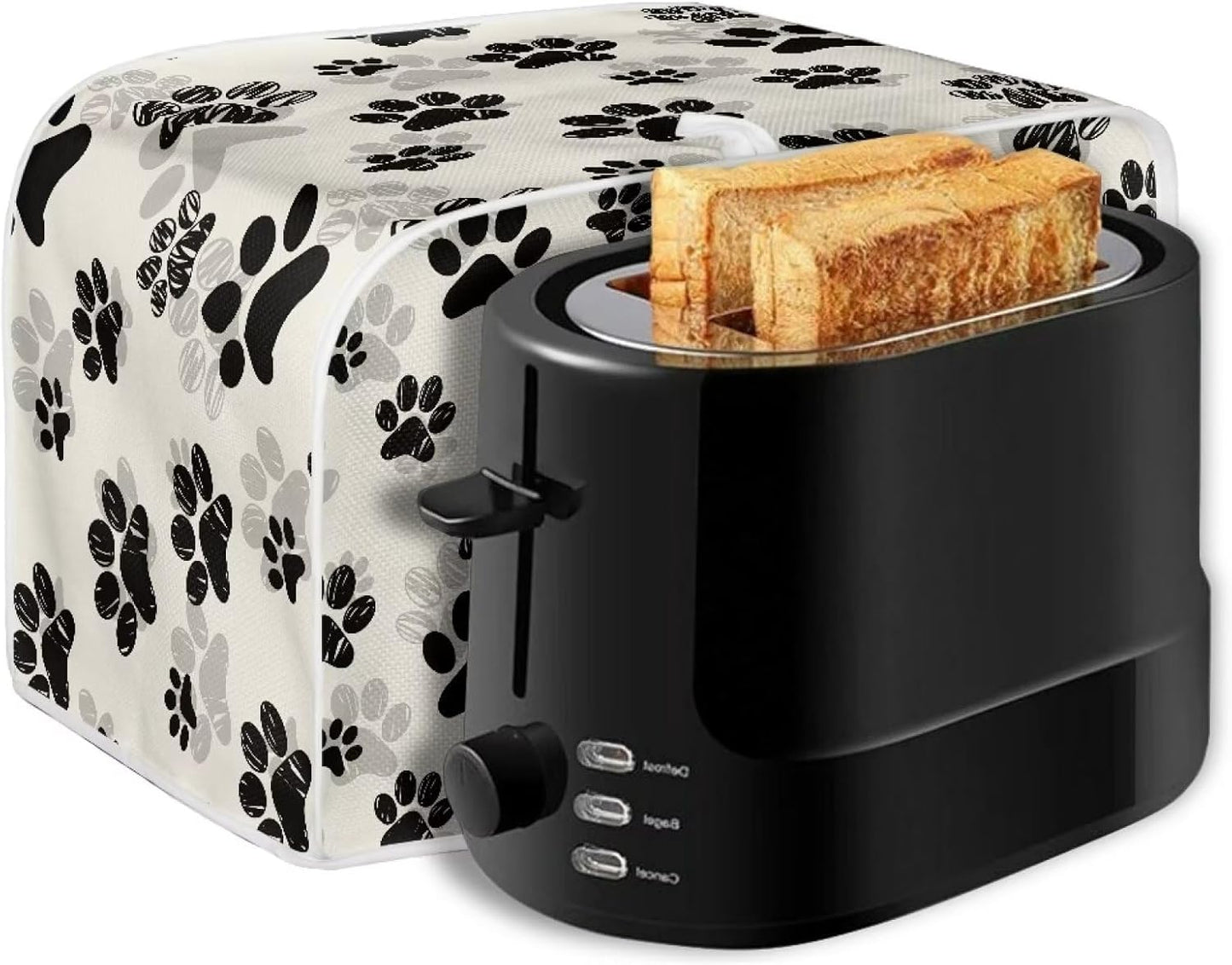 Dog Paw Toaster Covers 4 Slice, Anti Dust Cover for Most Standard Toasters, Small Kitchen Appliance Protector