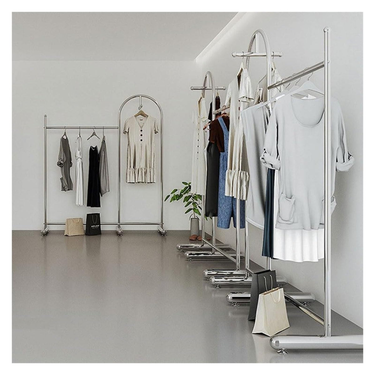 CUTPOIY Clothes Rail Garment Rack Commercial Heavy Duty Garment Rack, Stainless Steel Clothing Rack Free Standing Coat Rack for Bedroom Clothes Drying Rack for Hanging Clothes, Silver-130x40x170cm