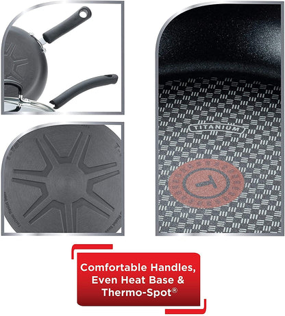T-Fal Ultimate Hard Anodized Nonstick Fry Pan Set 2 Piece, 8, 10 Inch, Oven Broiler Safe 400F, Kitchen, Cookware, Pots and Pans Set Non Stick, Frying Pans, Dishwasher Safe, Onyx