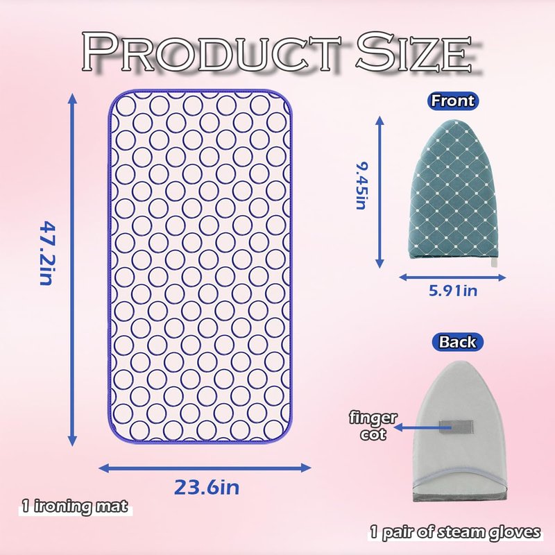 Portable Ironing Blanket Thick Ironing Mat Anti Slip for Table Top Foldable Over The Door Ironing Board Ideal for Home, Travel mall Spaces（Large 47.2"×23.6"）