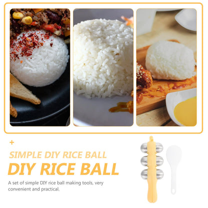CALLARON Rice Baller Shakers - Stainless Steel Sushi Mold, Manual Rice Ball Maker Mold, Poratble DIY Sushi Prep Kit with Rice Spoon, RICE BALL MAKER Accessories for Kitchen Restaurant 7 x 2.5 inch