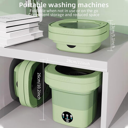 Portable Washer Machine, 10 Liters, Compact Folding Mini Laundry Machine with Spin, 3 Modes, Green for Dorm RV
