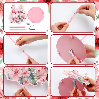 Shimeyao Pink Flamingo Metal Paper Towel Holder Farmhouse Tropical Flamingo Flower Kitchen Decor Accessories Large