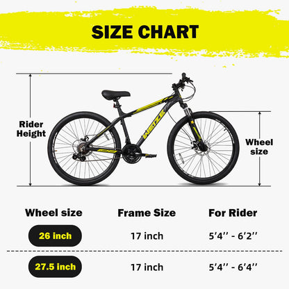 WEIZE Mountain Bike, 26/27.5-Inch Adult Bike, 21-Speed Rear Disc Brake, Lightweight Aluminum Frame for Men and Women, Comfort Saddle for Outdoor Trail Riding,Black