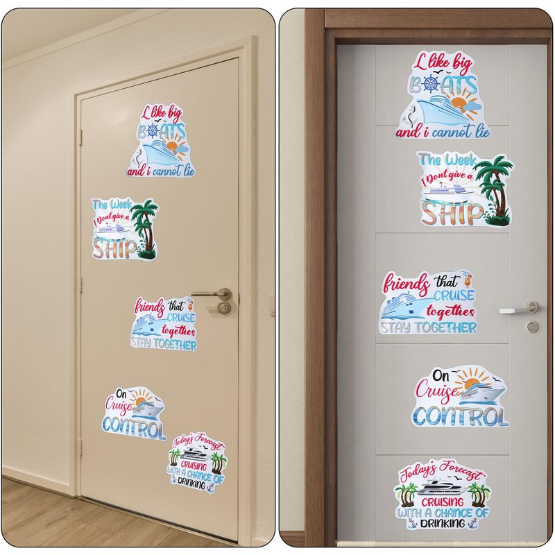5pcs Family Cruise Magnets - 5 Styles Large Ship Door Magnets, Reusable for Cruise, Ship, Car, Refrigerator