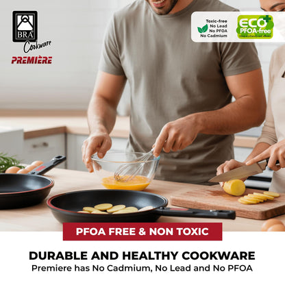 BRA COOKWARE Premiere Dual Skillet | 9.5 inches Double Frying Pan for Frittatas & Spanish Omelets | PFOA Free Triple Nonstick Coating | Full Induction Reversible Pan | Cast Aluminum Flip Skillet