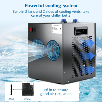 Togsher 1/3 HP Aquarium Chiller for 79 Gallon Tank, Ultra-Quiet Water Cooling System with Energy-Saving Mode, Reliable Temperature Control for Saltwater Freshwater Fish Tank, Reef Coral Axolotl
