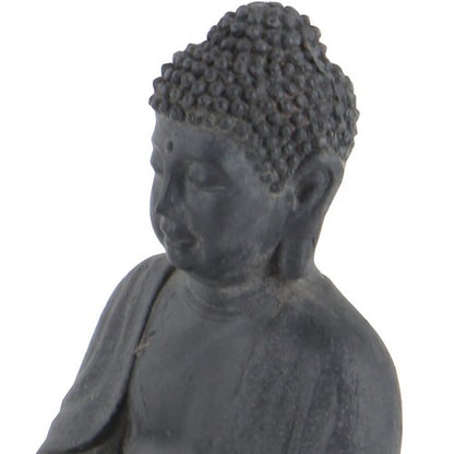 CosmoLiving by Cosmopolitan Ceramic Buddha Decorative Sculpture Meditating Home Decor Statue with Engraved Carvings and Relief Detailing, Accent Figurine 8" x 7" x 12", Gray