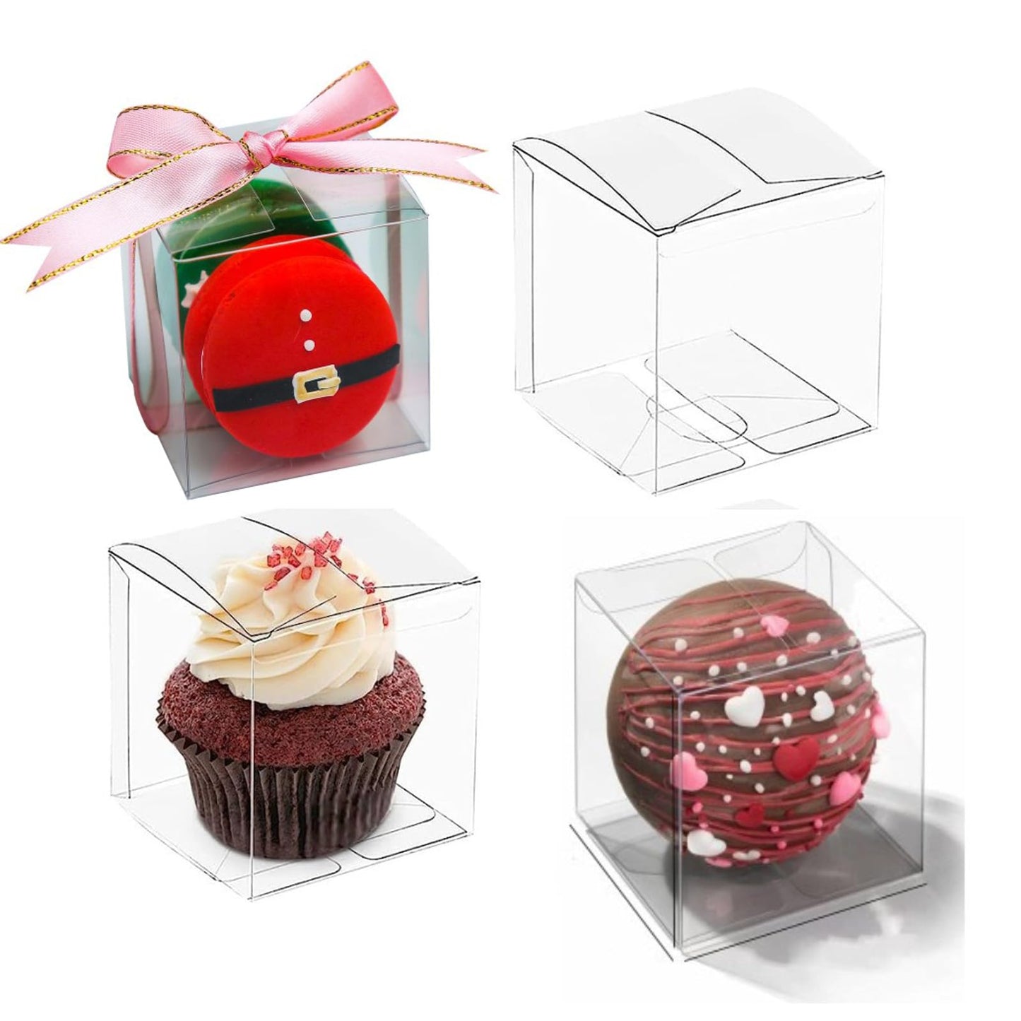 TEMLQPACK 50 Pack 3x3x3 Inch Clear Hot Chocolate Bomb Boxes - Christmas & Birthday Gift Boxes
