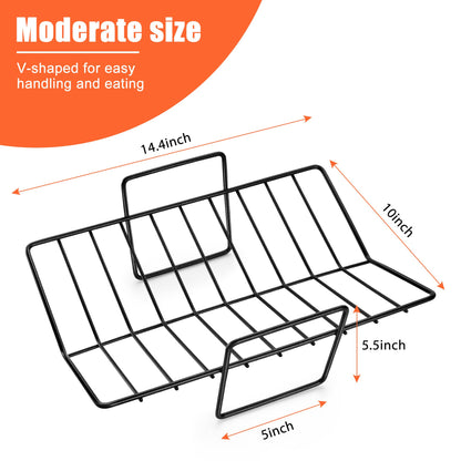 E-far Turkey Roasting Rack, V-Shaped Non-Stick Stainless Steel Rib Rack for Smoking and Grilling, Large Turkey Rack for Oven Roasting Pan, Heavy Duty & Easy Clean, 14.4 x 10 Inches