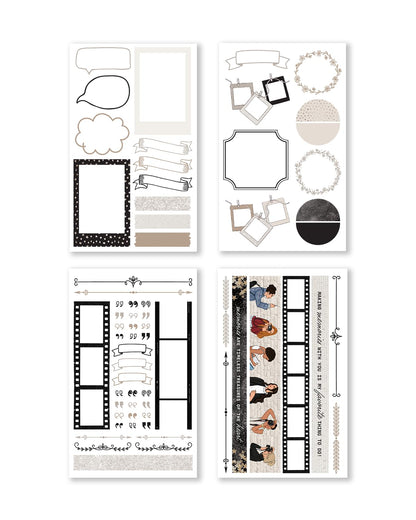 Rongrong Treasured Memory Sticker Book – 24 Pages of Vintage-Inspired Stickers for Journals, Planners & Scrapbooks – Neutral Tones, Handwritten Notes, Quotes & Photo Frame Stickers