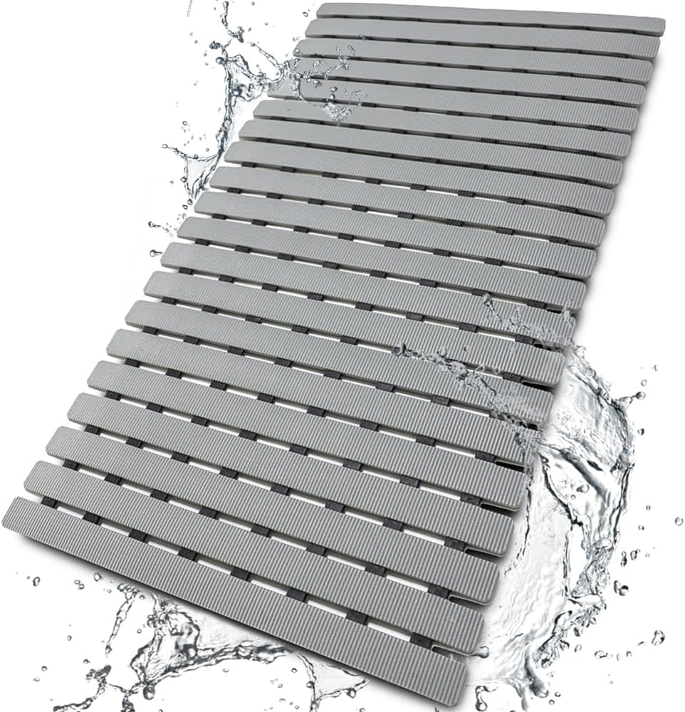 27.5 x15.7 Inch BEMISO Shower Mat Non Slip Bathtub Mat with Suction Cups and Drain Holes Bath Mat for Tub & Shower.Easy